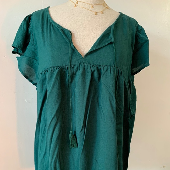 Old Navy Tops - Brand new old navy Emerald blouse w/tassel detail